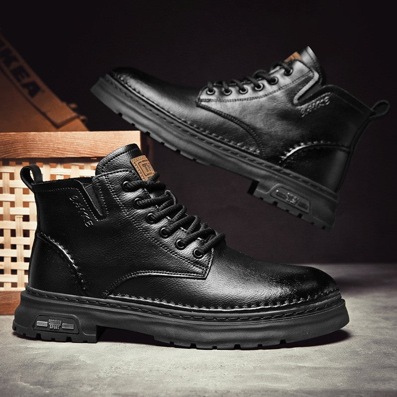 Bottes Martin mi-hautes à semelles épaisses, style rétro, faciles à assortir et décontractées