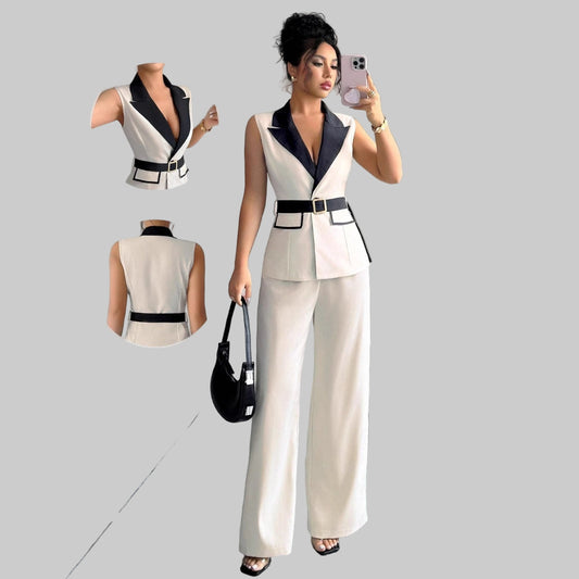 European And American Elegant Style Tube Top Straight-leg Trousers
