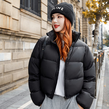 Womens Short Loose-fitting Winter Cotton-padded Coat For Petite Women