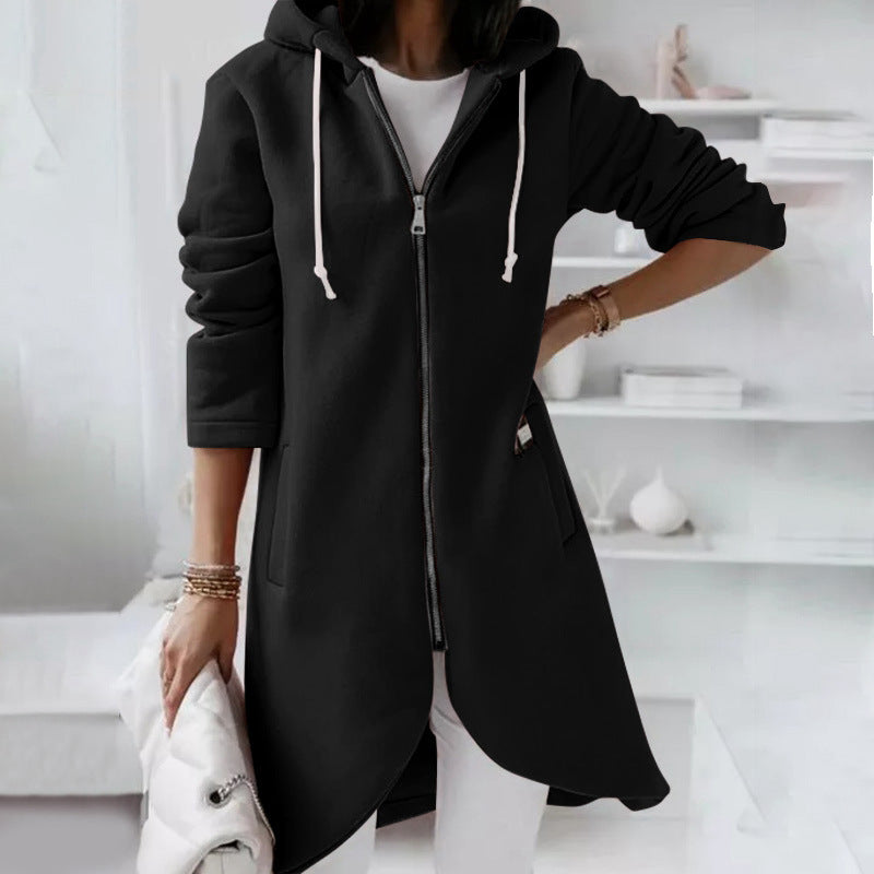 Sweat à capuche zippé à manches longues avec poche tissu léger. Couleur unie pour femme, lire les descriptions sur les articles pour choisir votre grandeur.