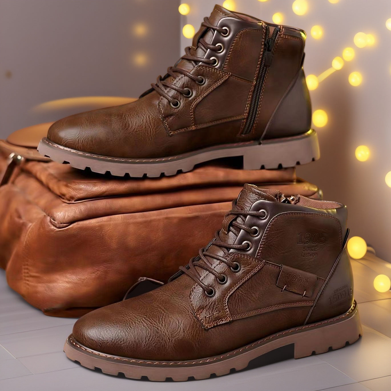 Bottes Martin pour hommes, bottines zippées
