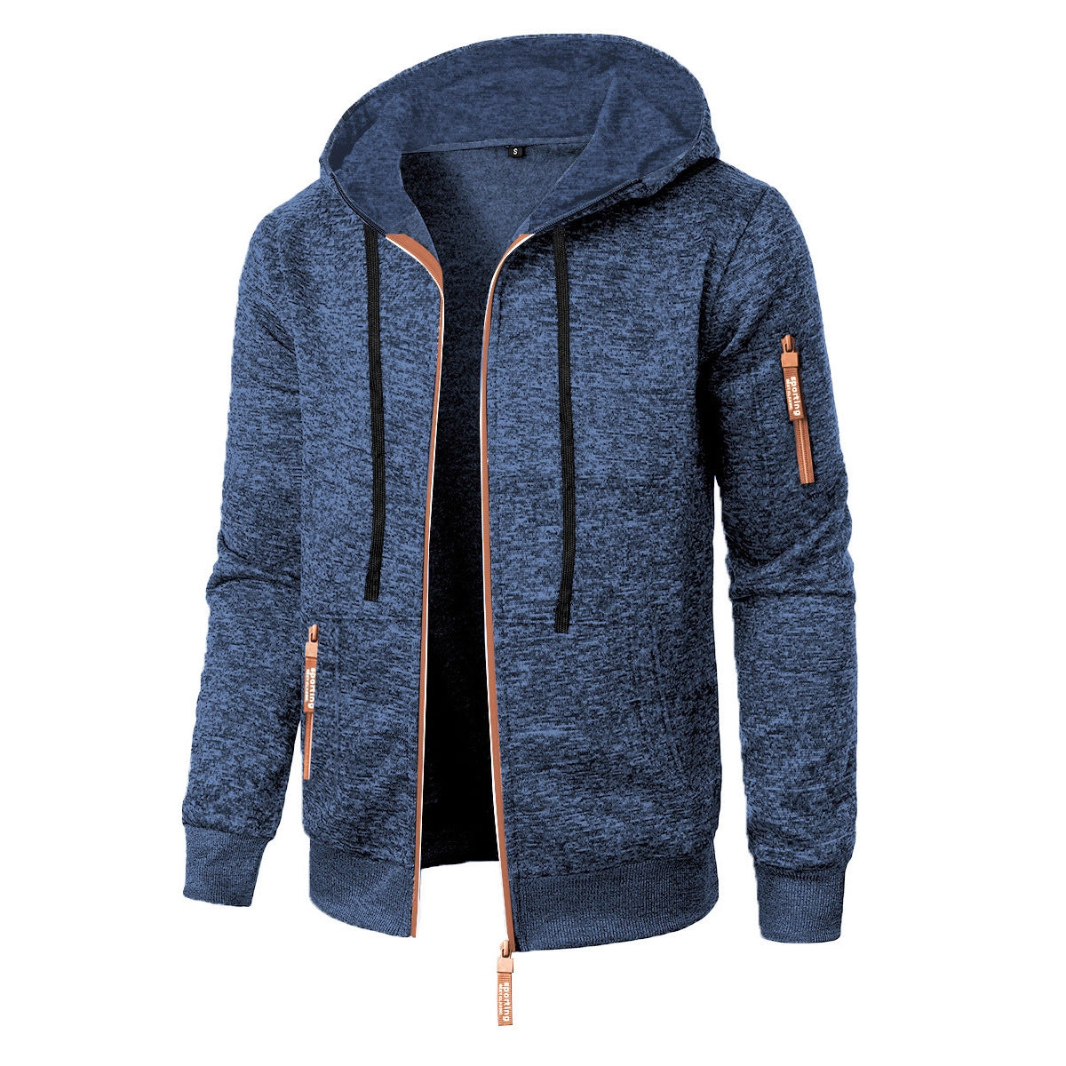 Men's Sports Fitness Casual Jacquard Sweater Hooded Coat