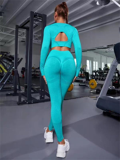 Ensemble de sport 2 pièces, haut à manches longues leggings de fitness taille haute sans coutures, vêtements de sport. Ils sont parfaits prêt a bouger