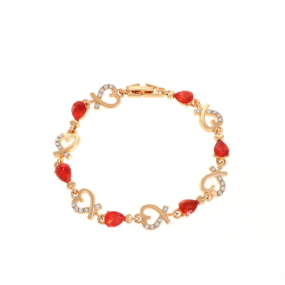 Bracelet d'amour creux avec strass, bracelet tendance en forme de cœur pour vos sortie chic