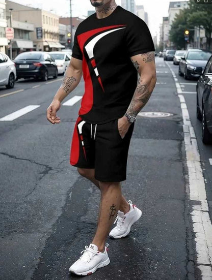 Ensemble t-shirt et short décontractés pour homme, vêtements de sport imprimés deux pièces