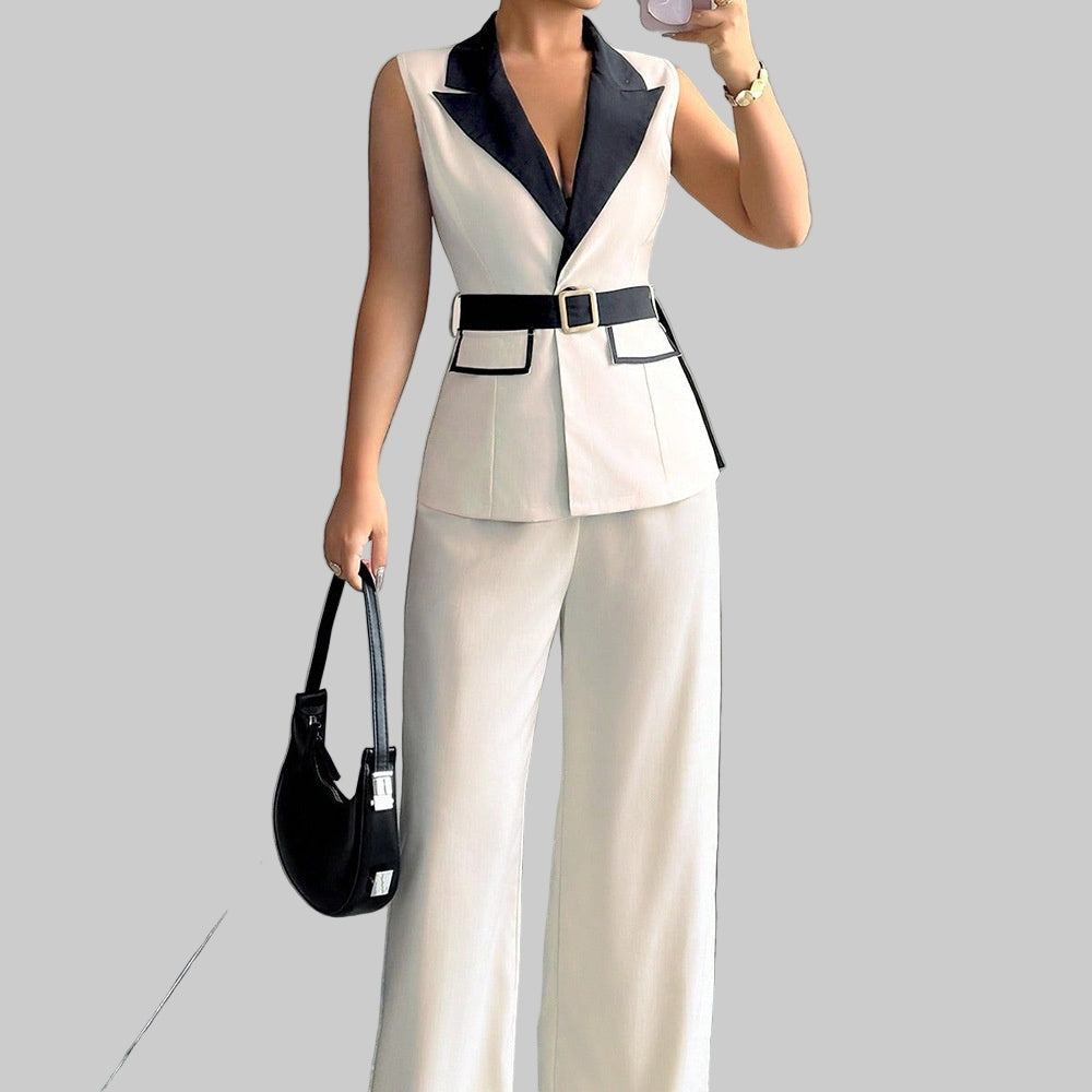 European And American Elegant Style Tube Top Straight-leg Trousers