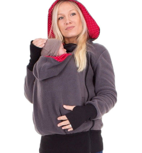 Manteau pull kangourou multifonction trois en un pour maman