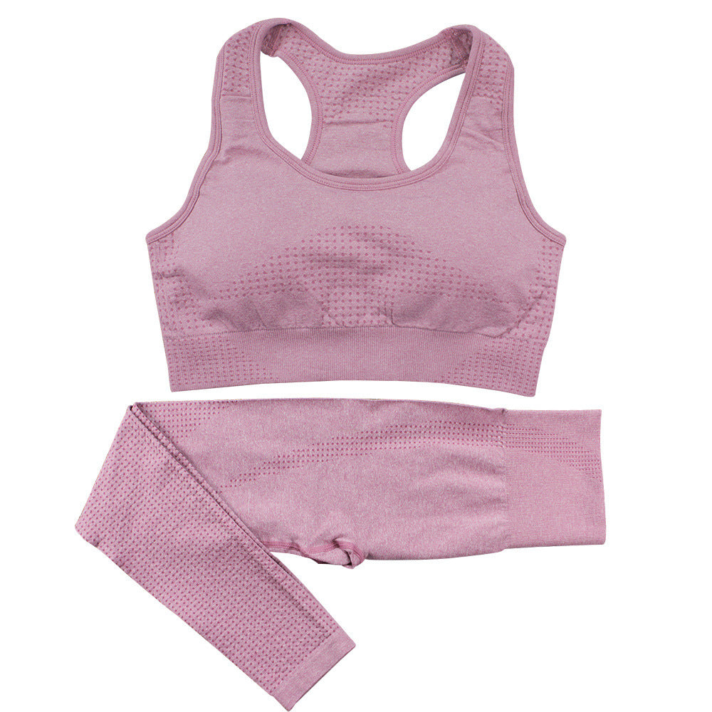 Ensemble de yoga 2 pièces sans couture pour femmes, survêtement, leggings taille haute, vêtements de sport, haut court de fitness, combinaisons de sport, ensemble de gymnastique
